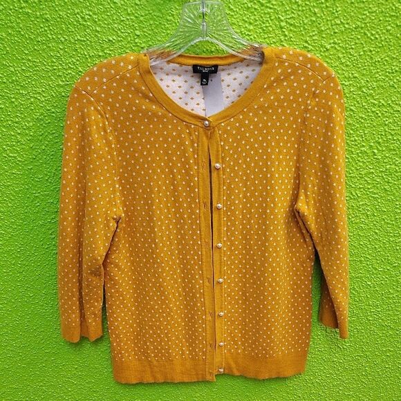 Talbots Yellow Knit Cardigan with Textured Pattern - Picture 1 of 3